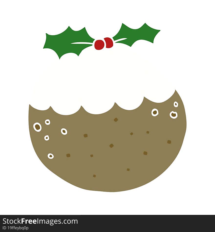 flat color style cartoon christmas pudding