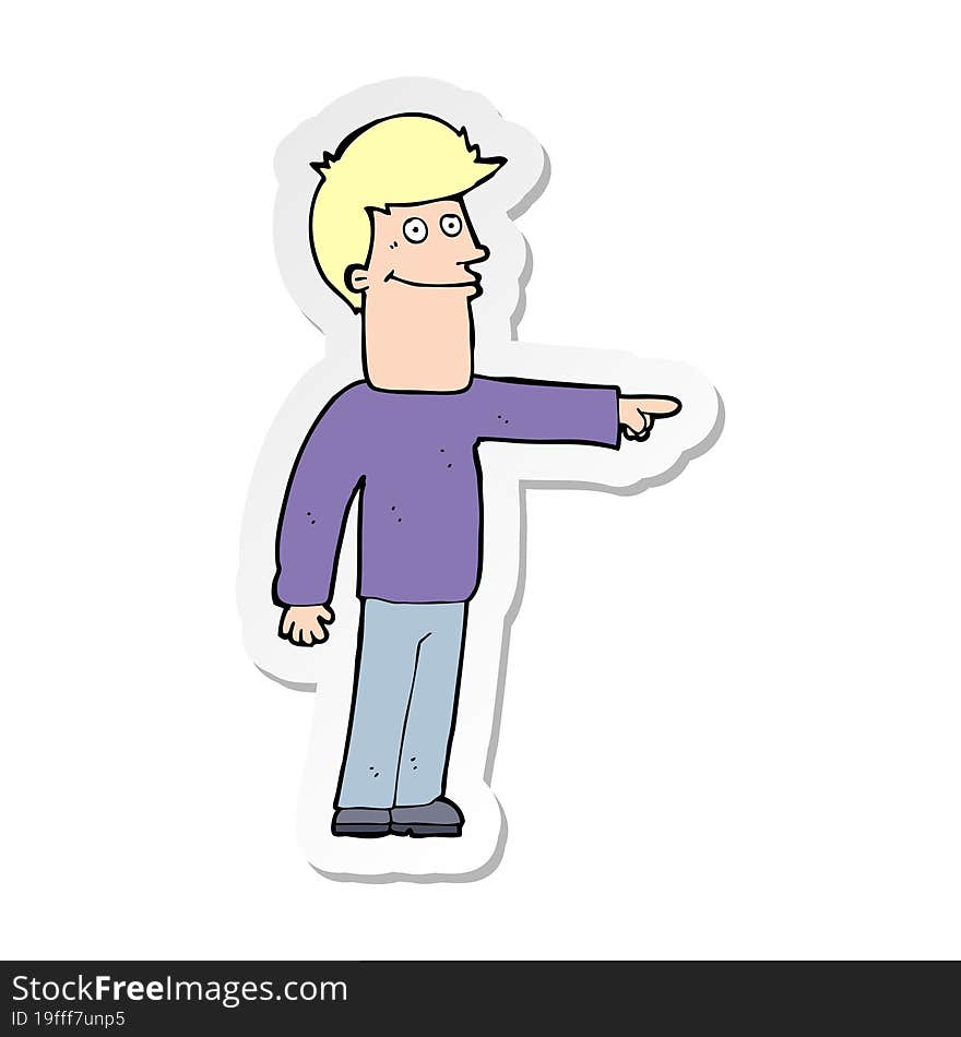 sticker of a cartoon man pointing