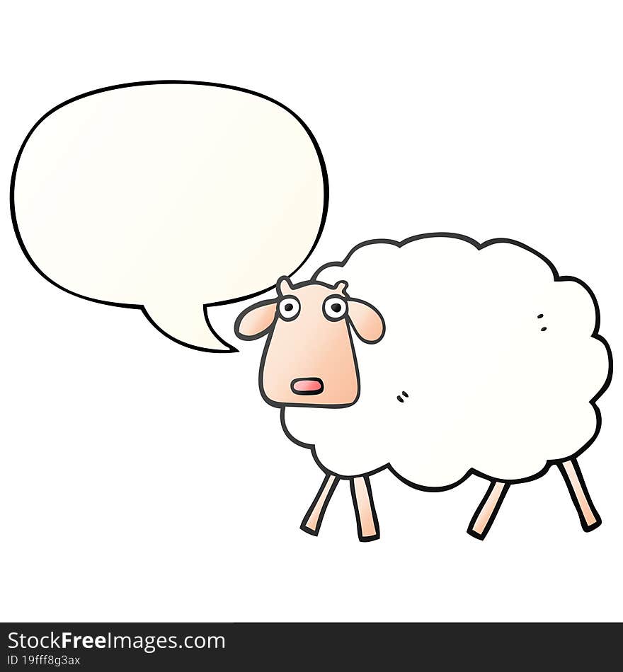 cartoon sheep and speech bubble in smooth gradient style