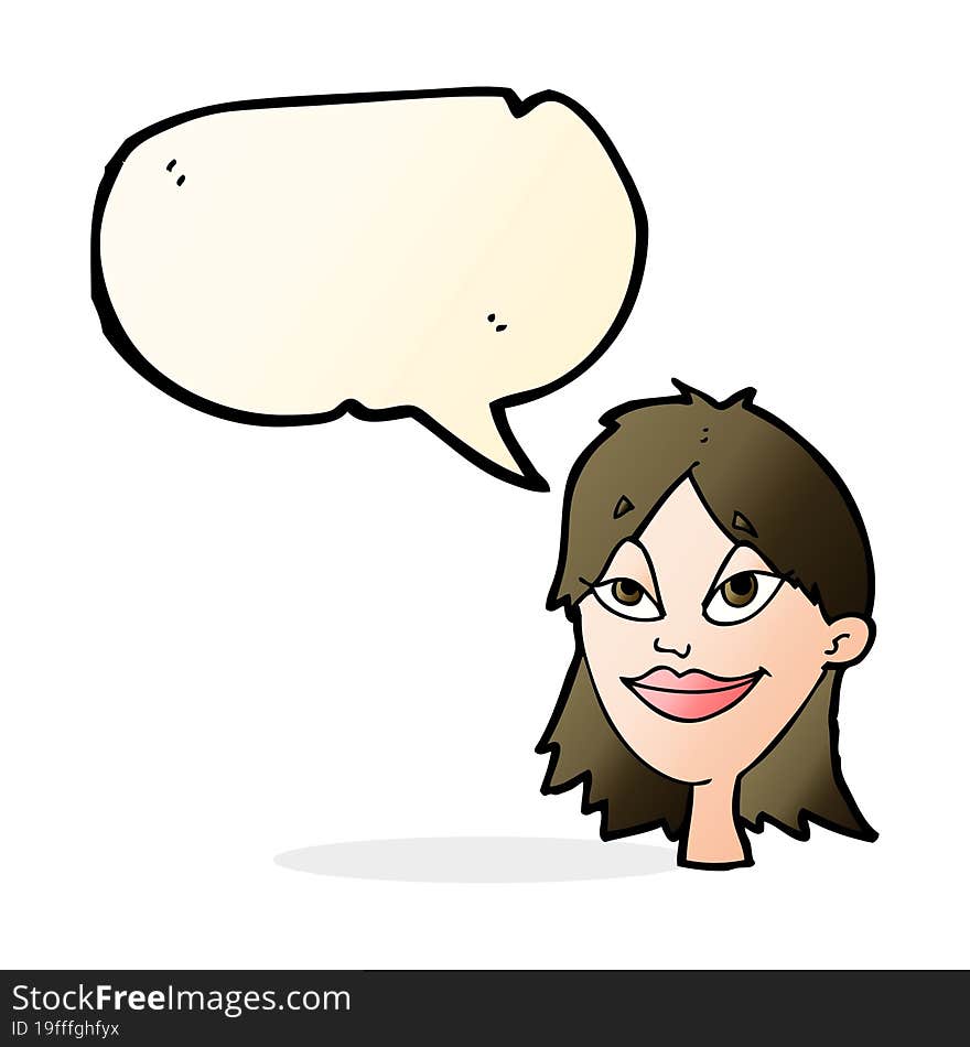 Cartoon Happy Woman With Speech Bubble