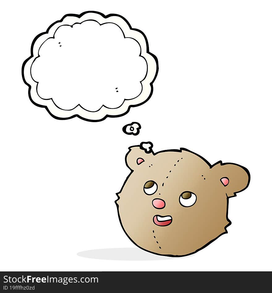 cartoon teddy bear head with thought bubble