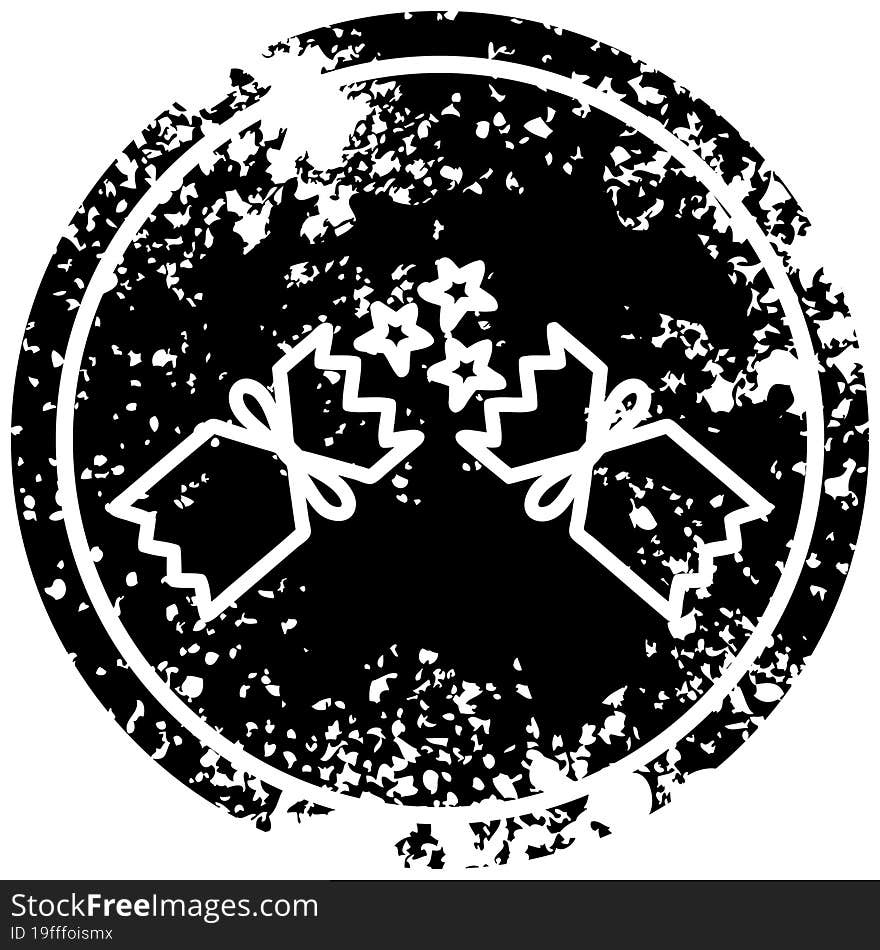 exploding christmas cracker distressed icon