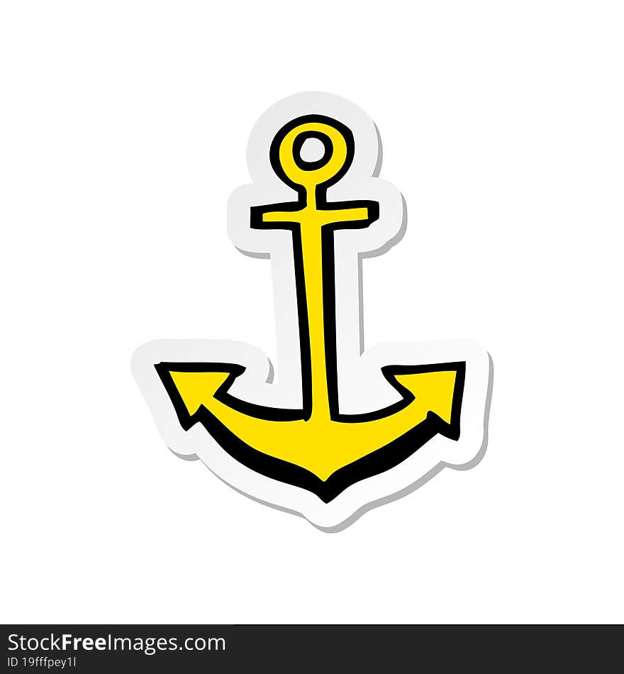 Sticker Of A Cartoon Anchor Symbol