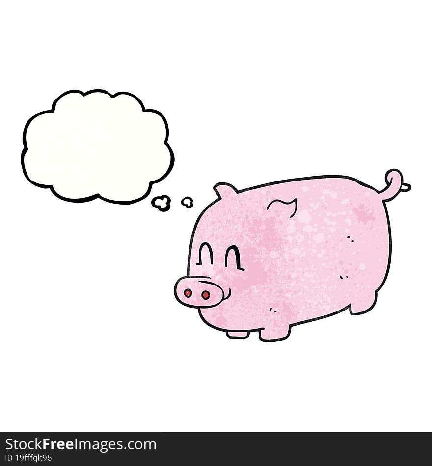 Thought Bubble Textured Cartoon Pig