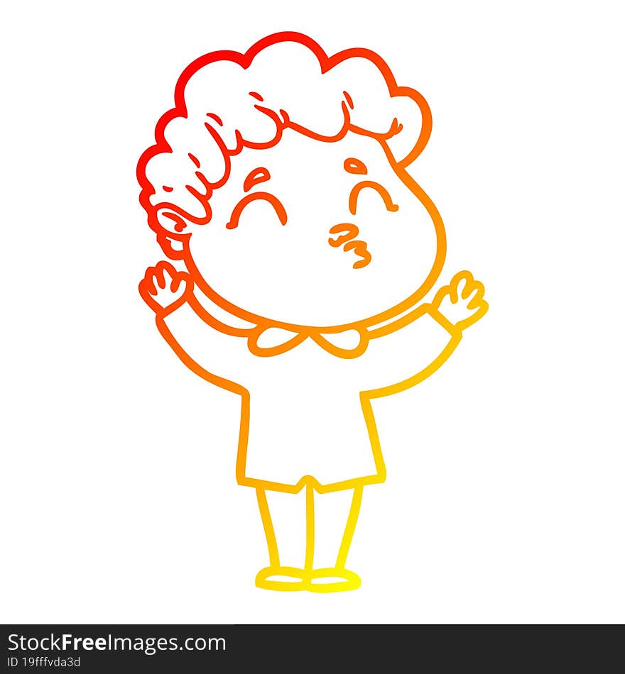 warm gradient line drawing cartoon man shrugging