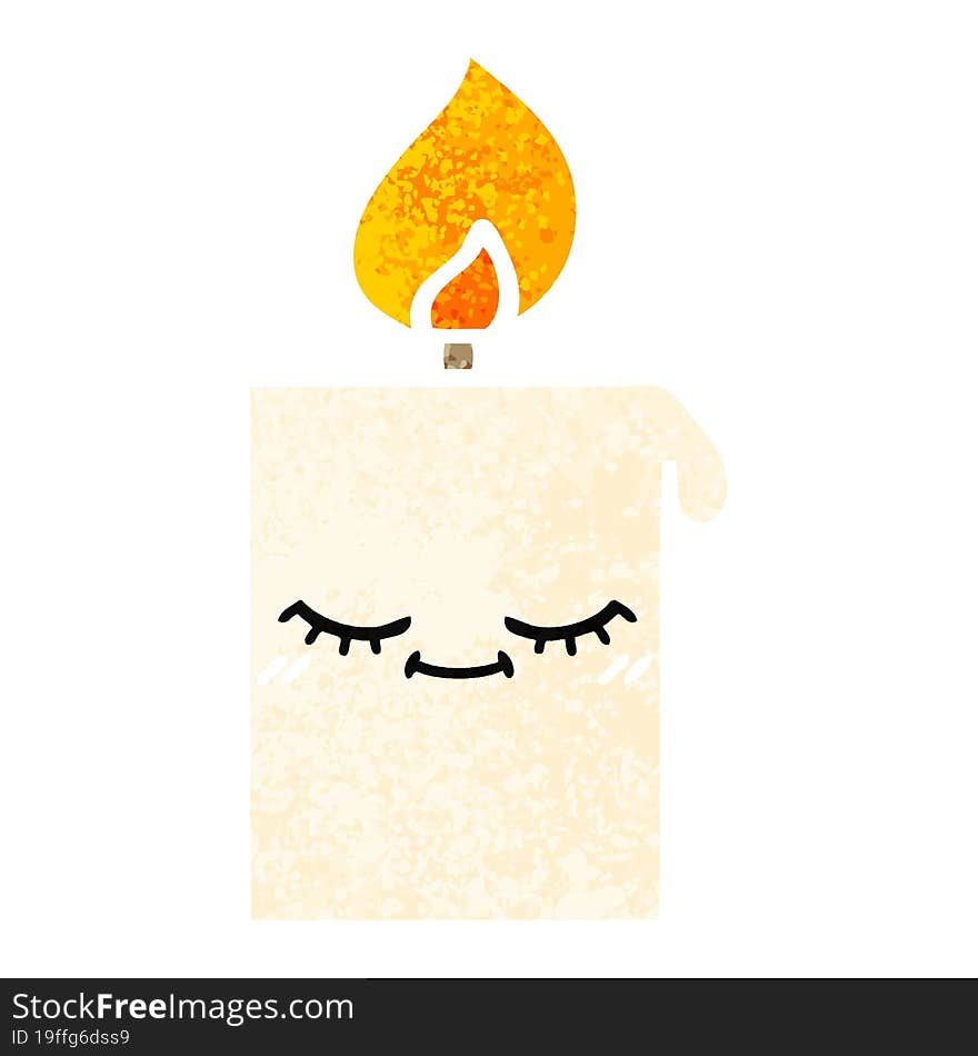 retro illustration style cartoon lit candle