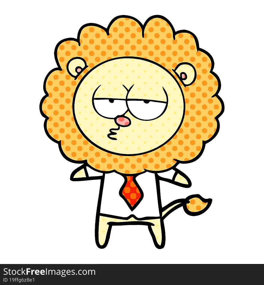 cartoon bored lion office worker. cartoon bored lion office worker