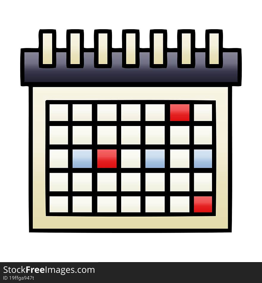 gradient shaded cartoon work calendar