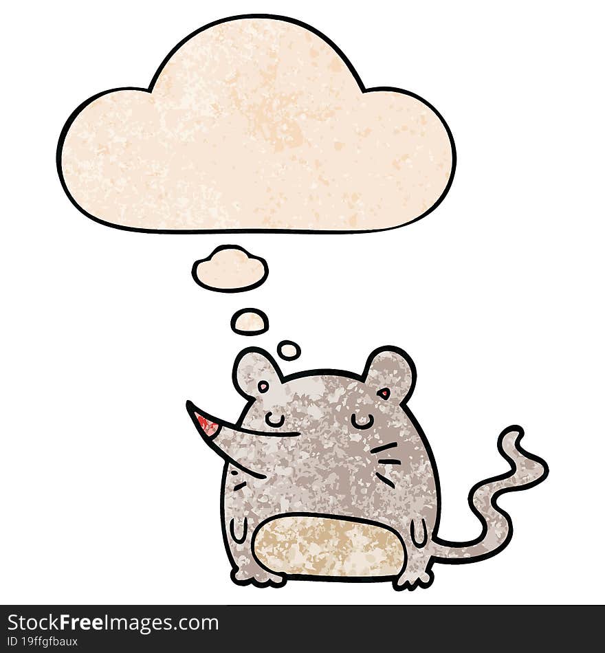 cartoon mouse with thought bubble in grunge texture style. cartoon mouse with thought bubble in grunge texture style