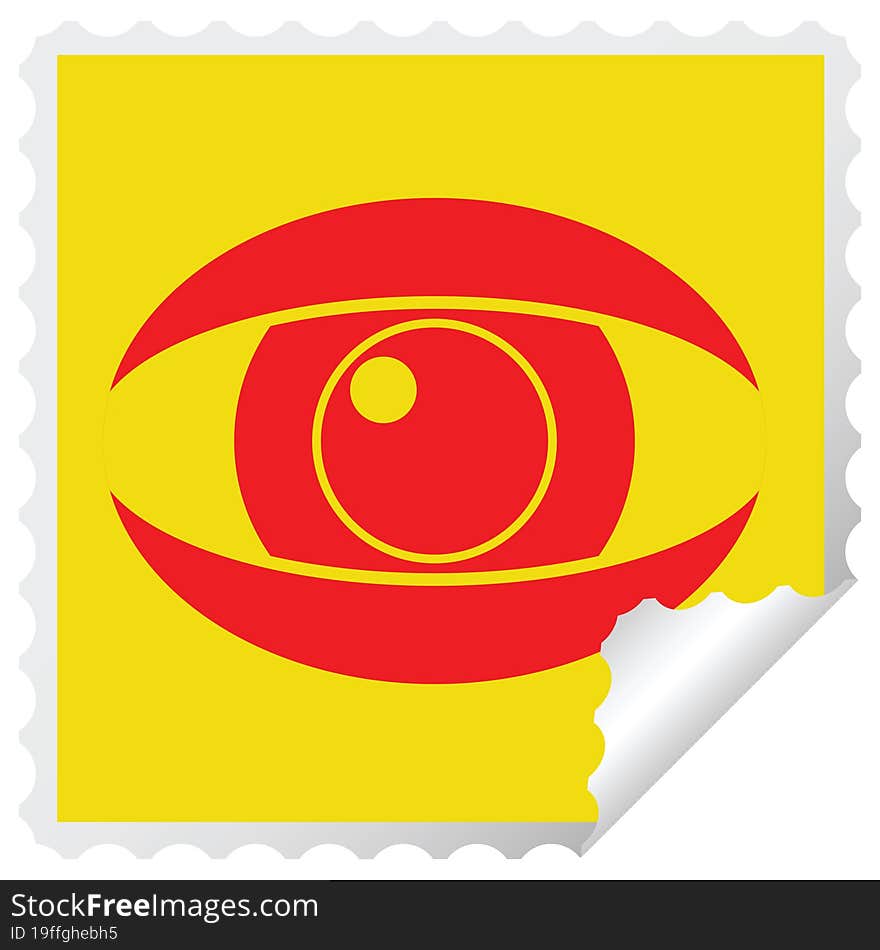 staring eye graphic vector square peeling sticker. staring eye graphic vector square peeling sticker