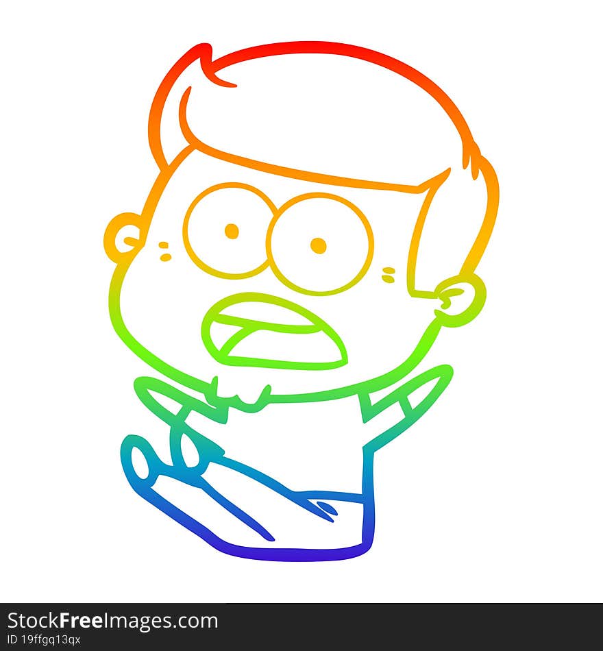 rainbow gradient line drawing cartoon shocked man