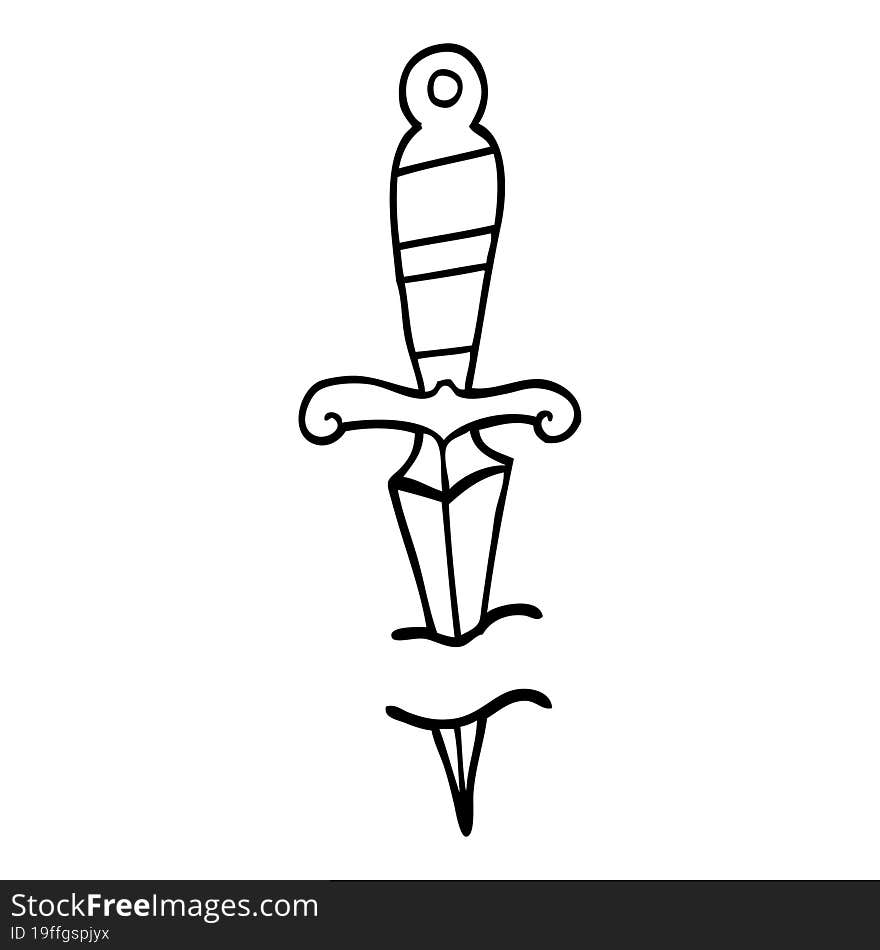 line drawing cartoon tattoo dagger symbol