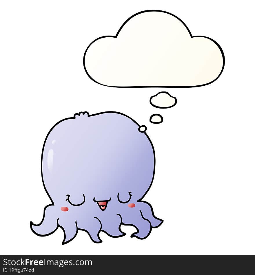 cartoon jellyfish and thought bubble in smooth gradient style