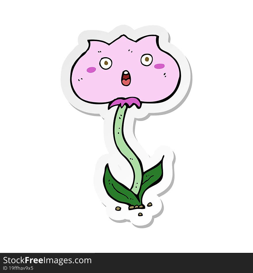 sticker of a cartoon shocked flower