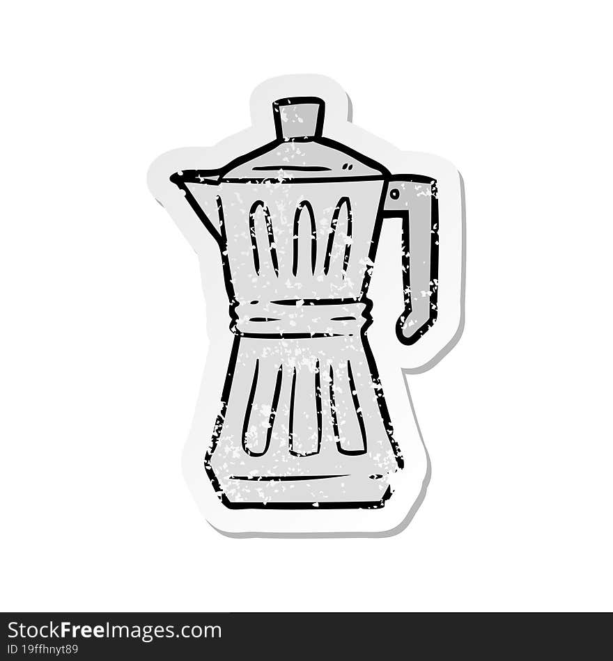 distressed sticker of a cartoon espresso maker