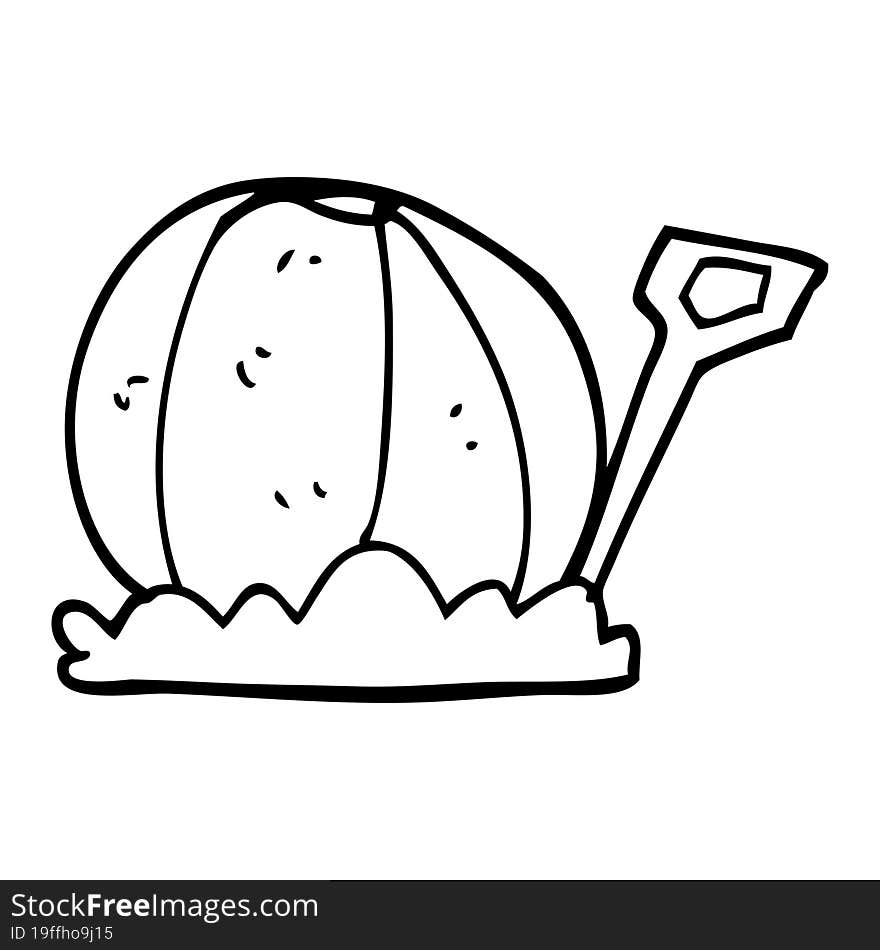 line drawing cartoon beachball and spade