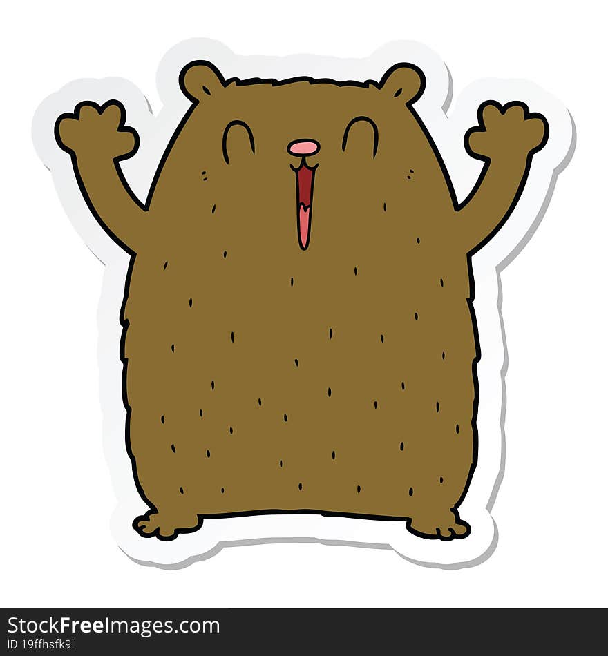 sticker of a happy cartoon bear