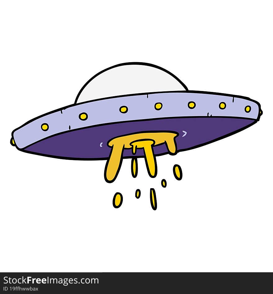 cartoon flying UFO. cartoon flying UFO