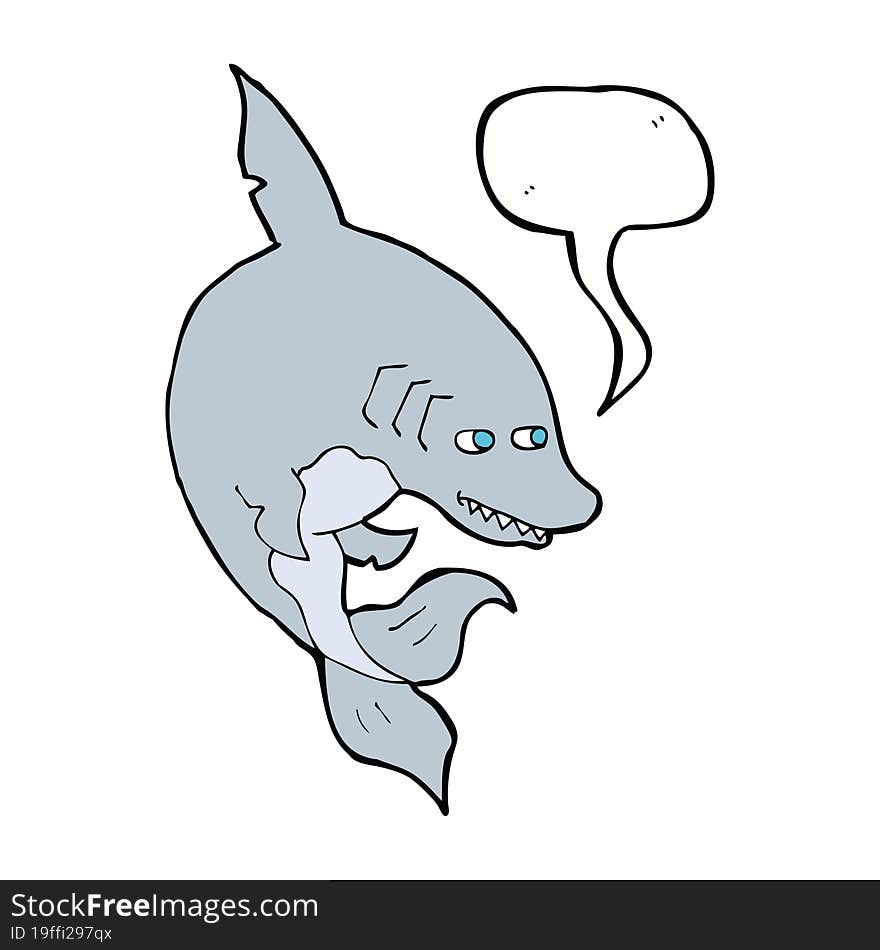 funny cartoon shark with speech bubble