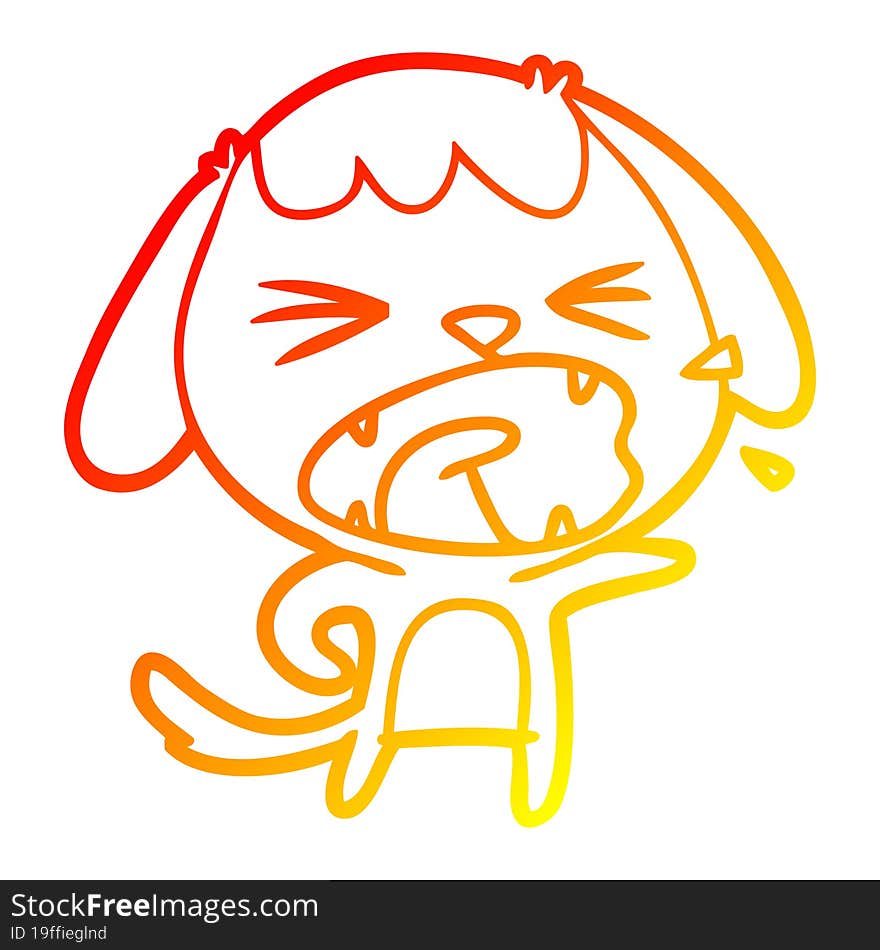 warm gradient line drawing of a cute cartoon dog barking