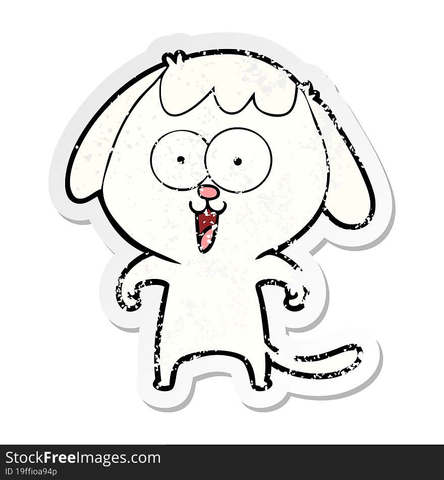 distressed sticker of a cute cartoon dog