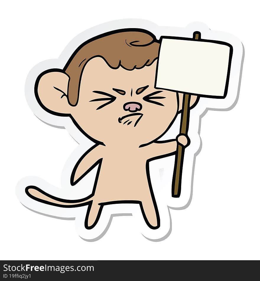 sticker of a cartoon angry monkey