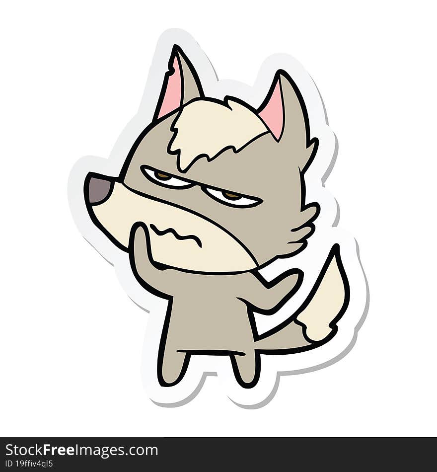 sticker of a cartoon annoyed wolf