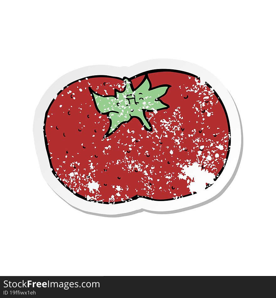 retro distressed sticker of a cartoon tomato