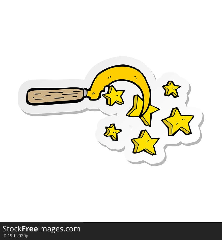 sticker of a cartoon magic druids sickle