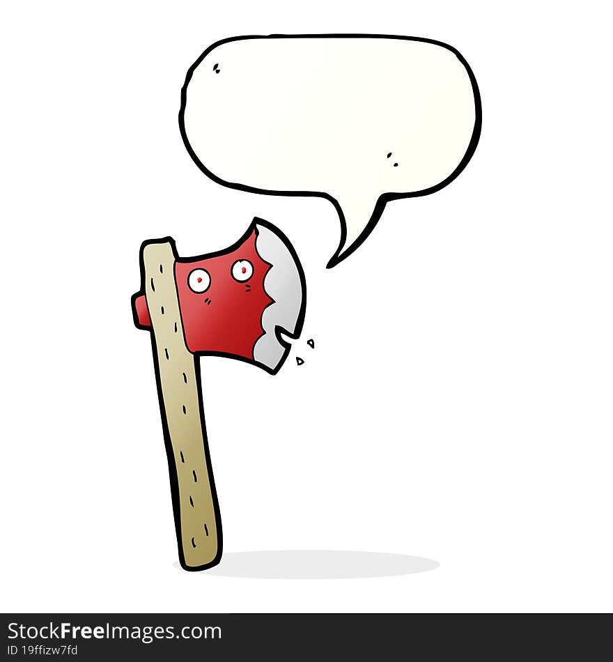 cartoon axe with speech bubble