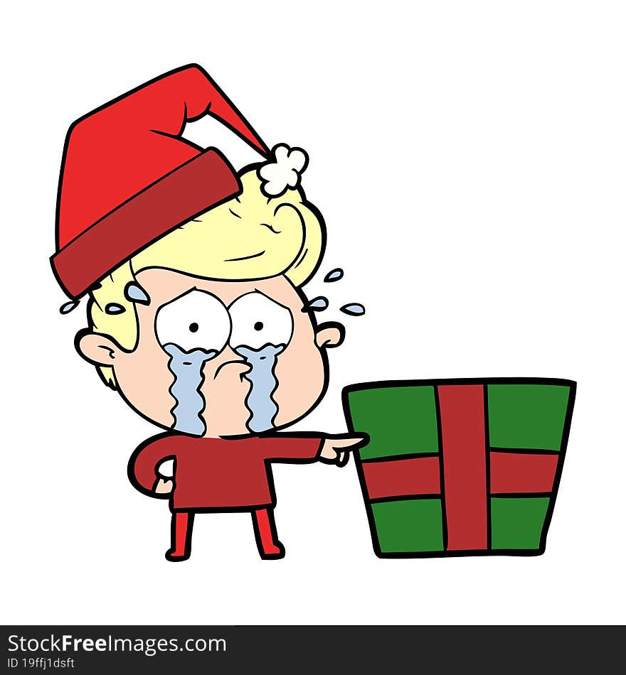 cartoon crying christmas boy. cartoon crying christmas boy