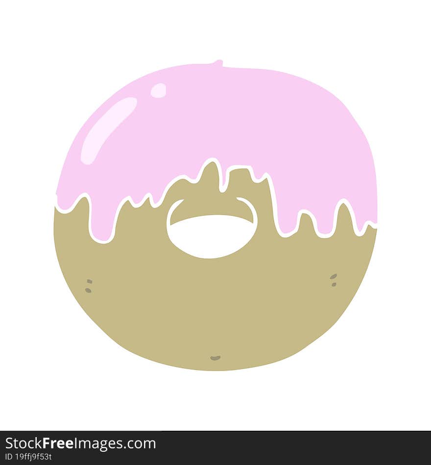 Flat Color Style Cartoon Donut