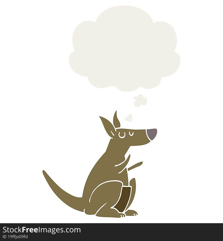 cartoon kangaroo and thought bubble in retro style