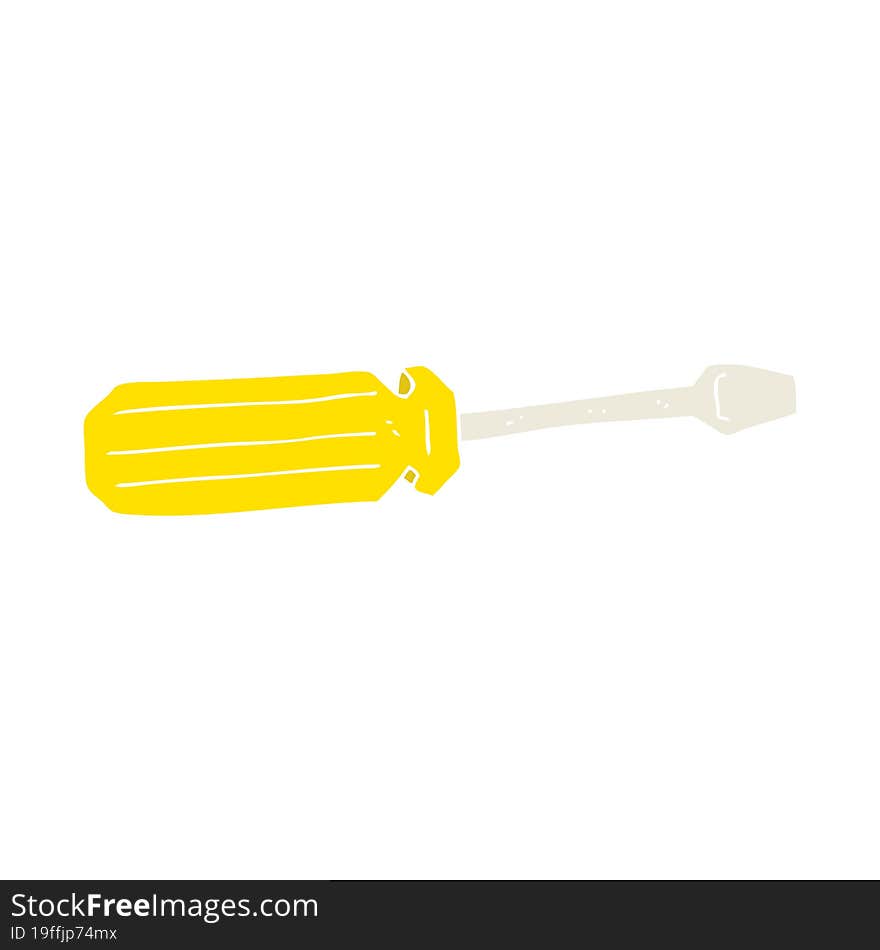 flat color illustration of a cartoon screwdriver