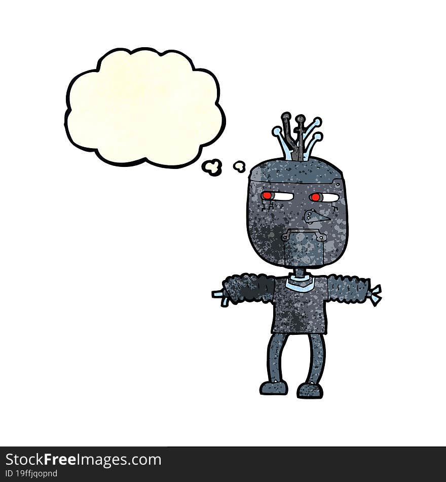 cartoon robot with thought bubble