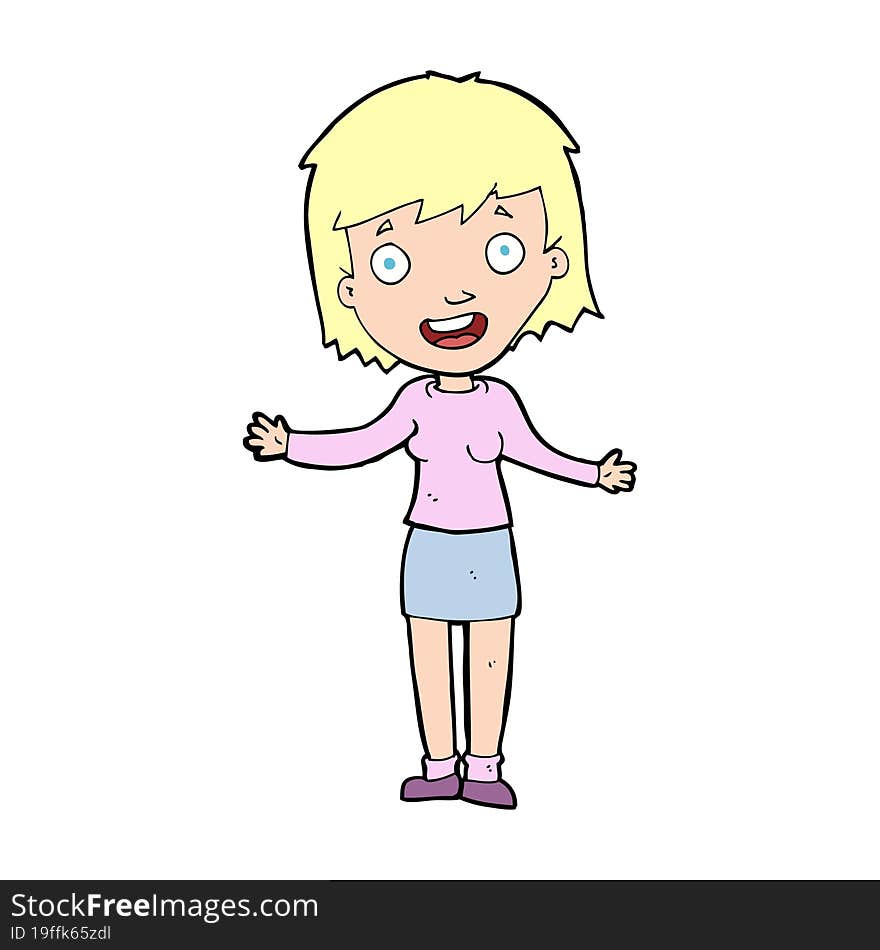 Cartoon Excited Woman