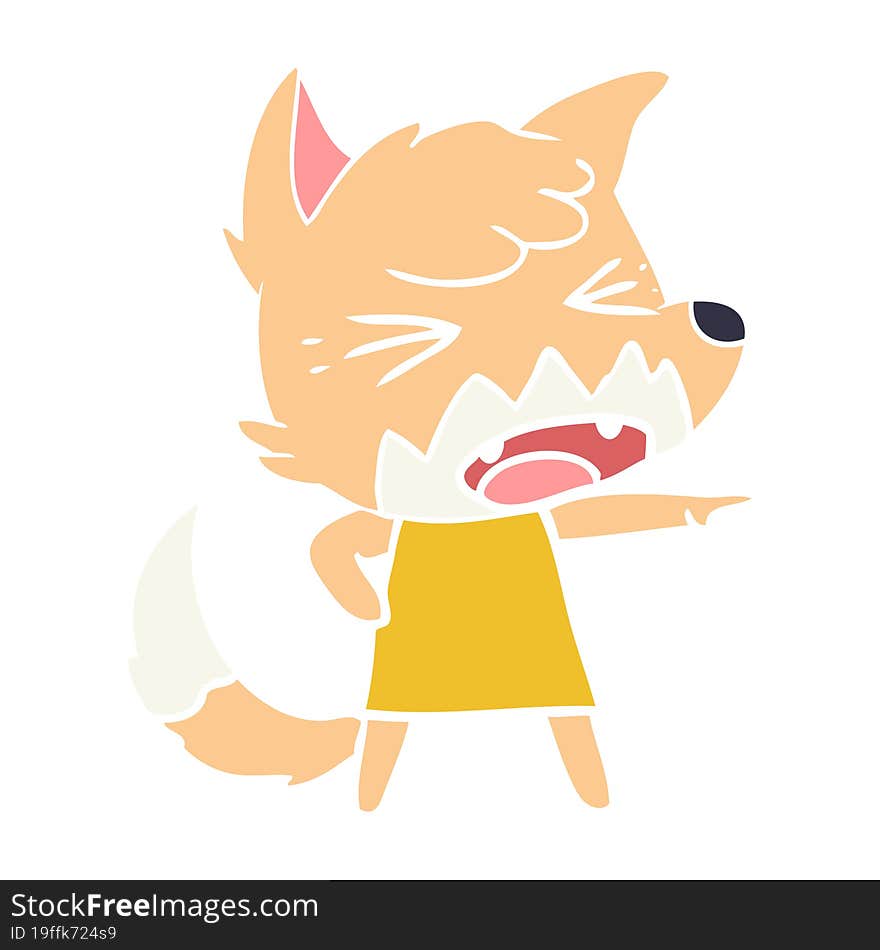 angry flat color style cartoon fox