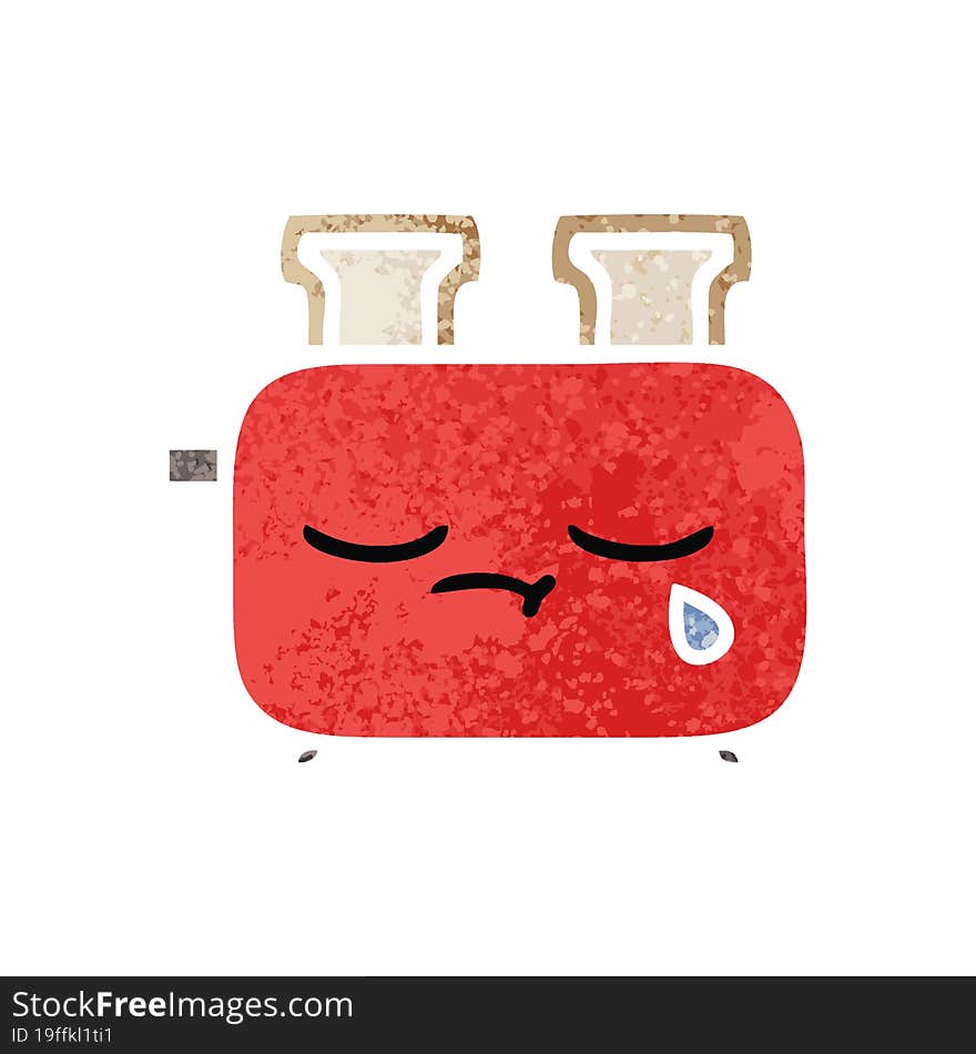 retro illustration style cartoon of a of a toaster