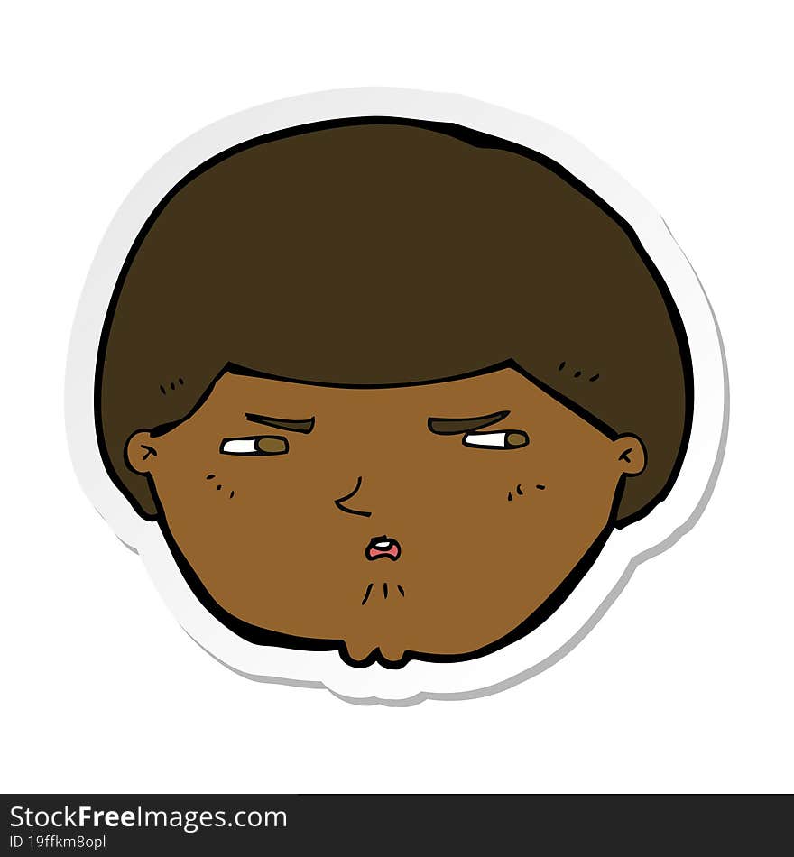 sticker of a cartoon annoyed man