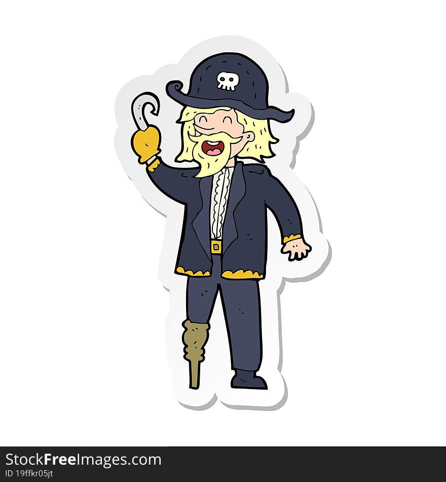 Sticker Of A Cartoon Pirate Captain