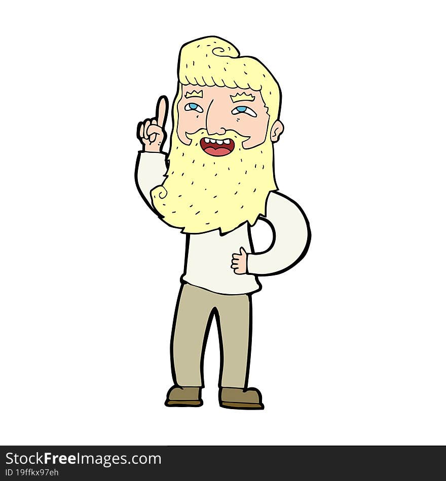 Cartoon Happy Bearded Man With Idea