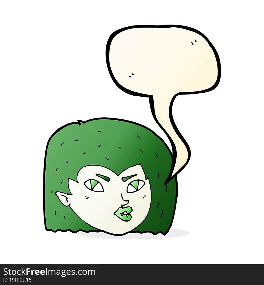 cartoon vampire face with speech bubble