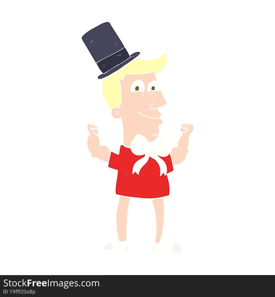 Flat Color Illustration Of A Cartoon Celebrating Man