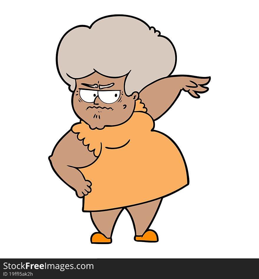 cartoon angry old woman. cartoon angry old woman