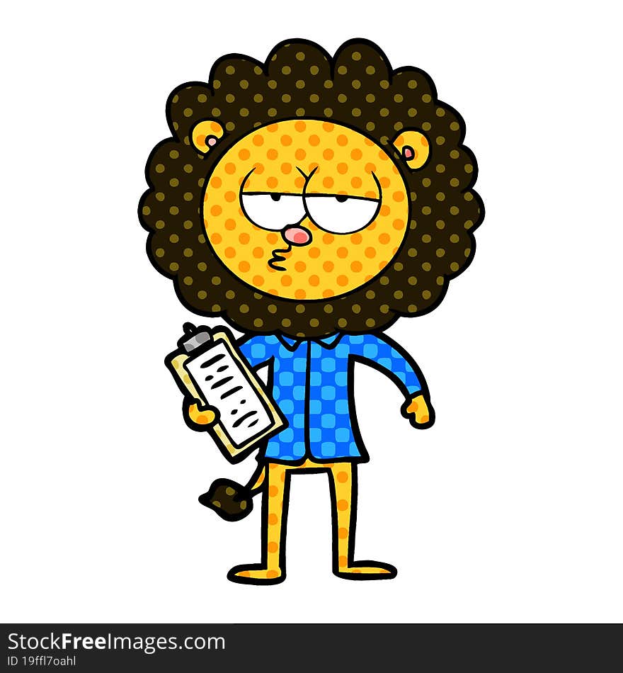 cartoon bored lion manager. cartoon bored lion manager