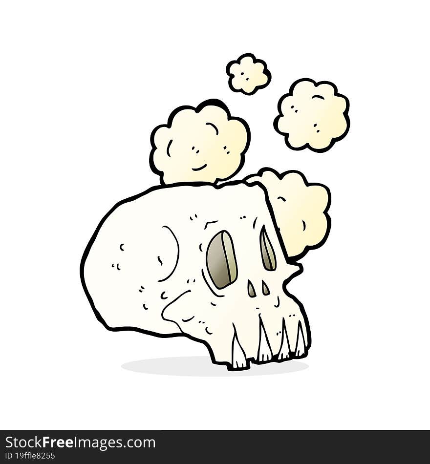 cartoon dusty old skull