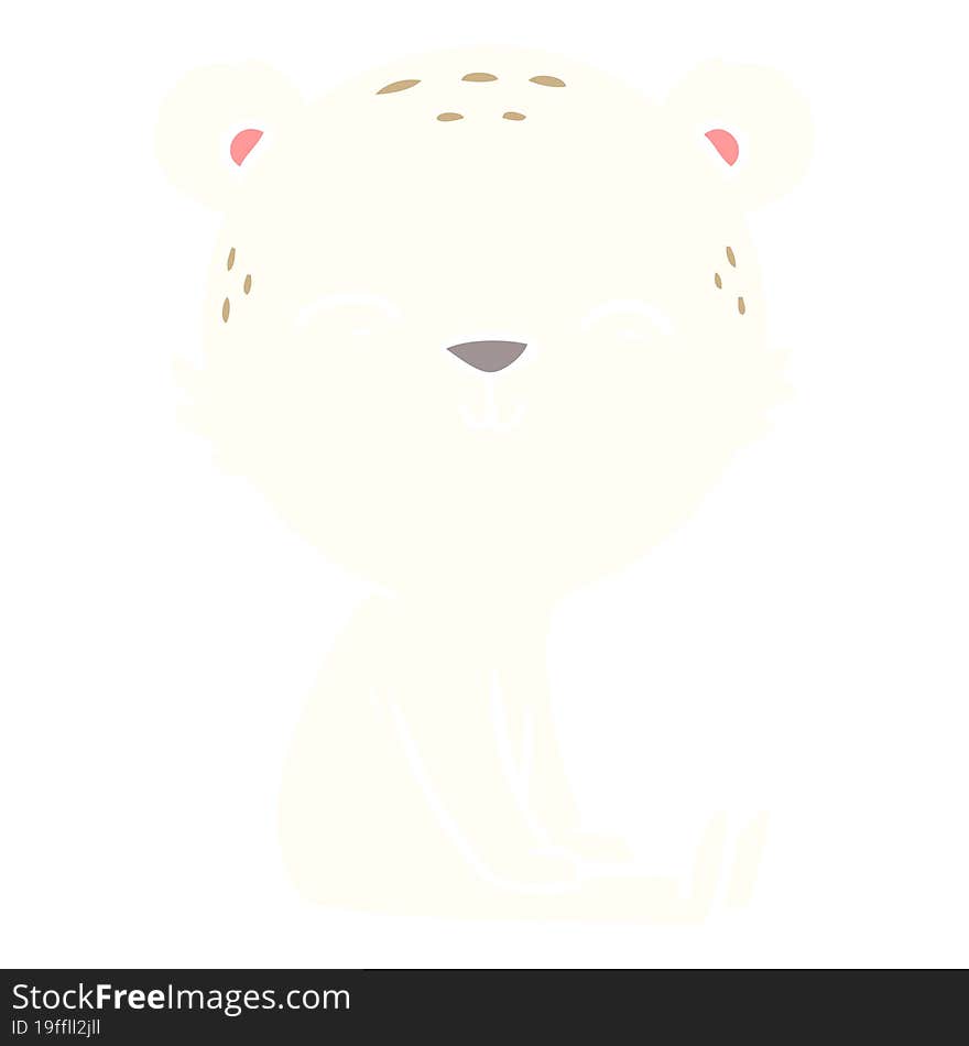 happy flat color style cartoon polar bear sitting