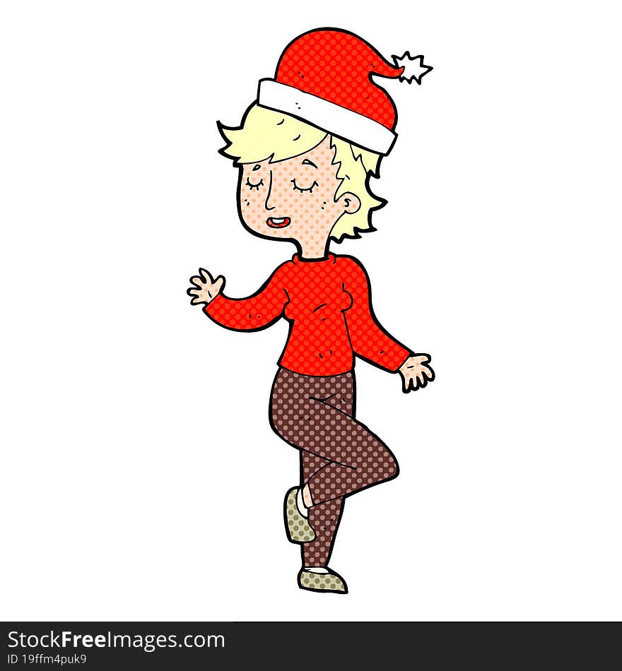 cartoon woman getting ready for christmas