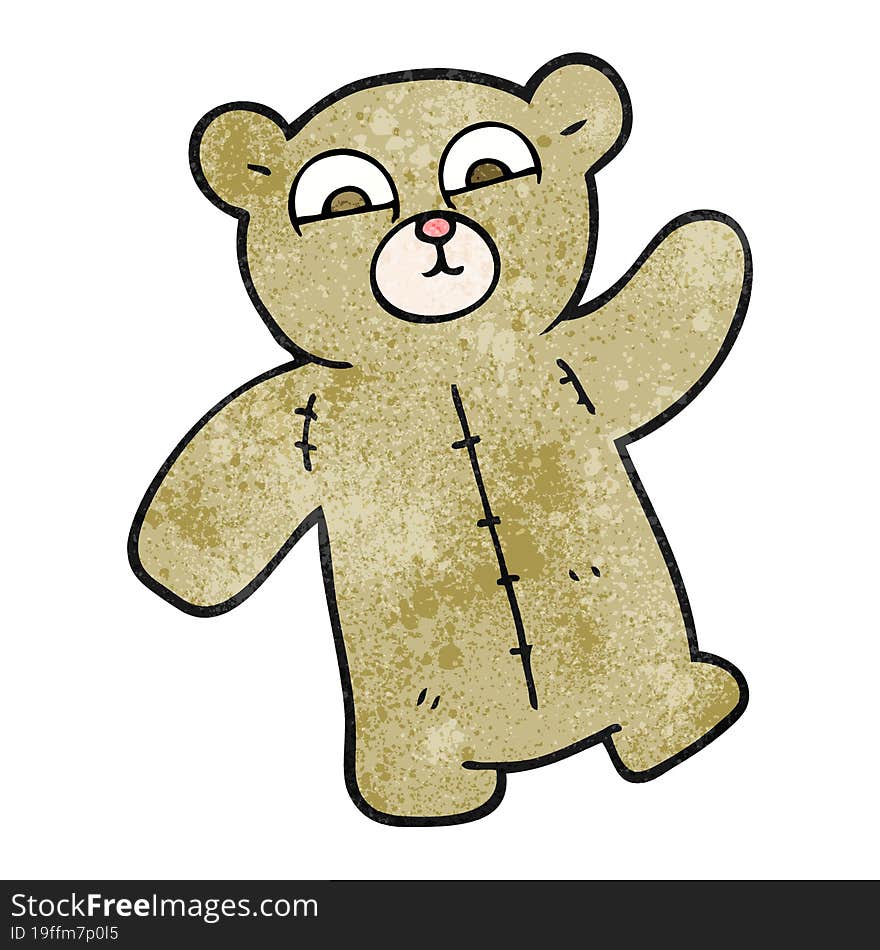 freehand textured cartoon teddy bear