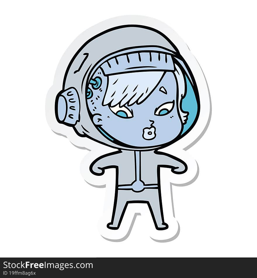 sticker of a cartoon astronaut woman